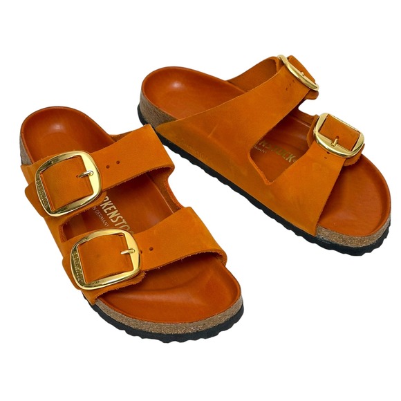 Birkenstock Shoes - Birkenstock Sandals Arizona Big Buckle Nubuck Leather Burnt Orange 38 Boho Chic